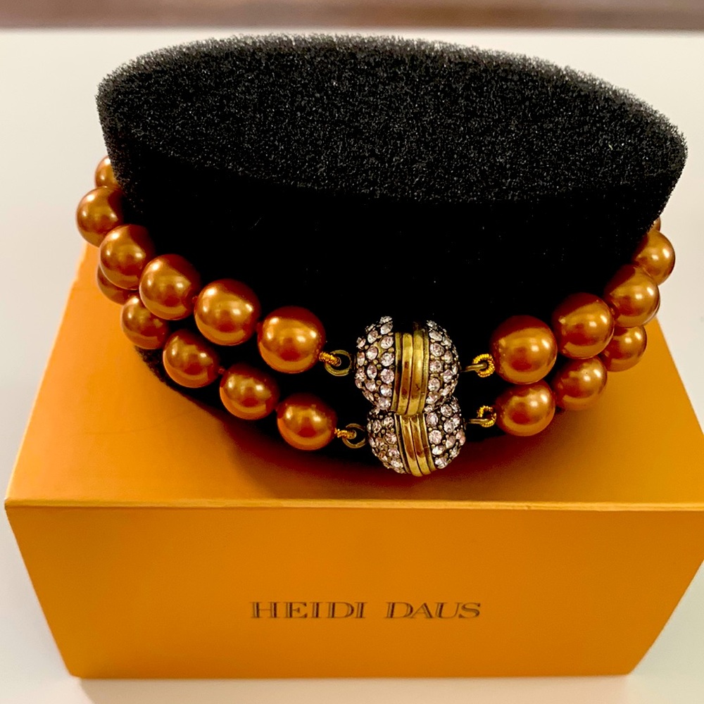 Heidi Daus “Endless Possibilities” interchangeable gold bead bracelets. Size L